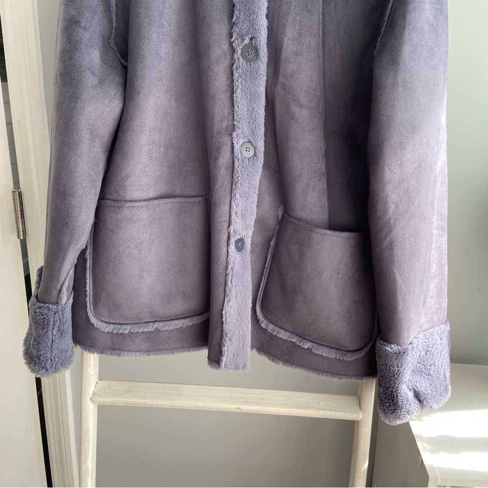 Brandon Thomas Lavender Faux Shearling Coat - Picture 6 of 8